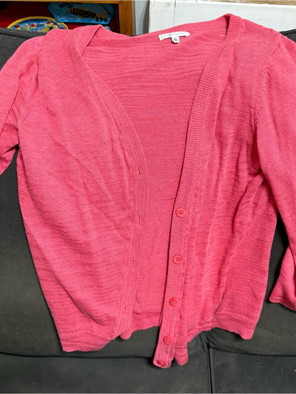 croft & barrow Bright Pink Button-Front Women's Cardigan